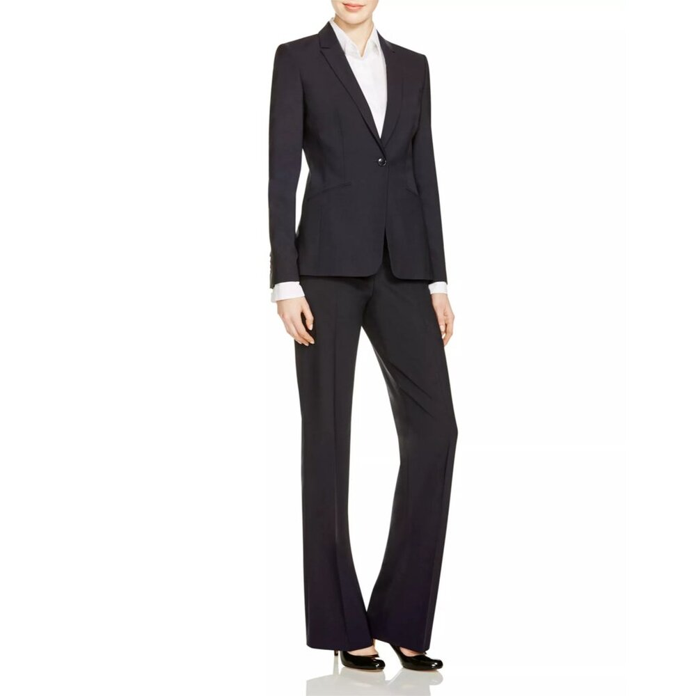 NWT BOSS Womens Size 10 10x36 Navy Blue Tulea Straight-Leg Stretch Wool Pant NEW - Picture 4 of 5